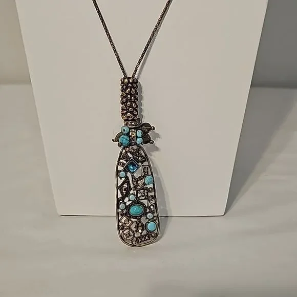 Chico's Turquoise & Antigue Gold Necklace - Picture 5 of 5